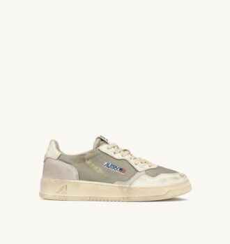MEDALIST LOW SUPER VINTAGE SNEAKERS IN MILITARY AND WHITE LEATHER AND MESH