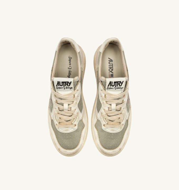 MEDALIST LOW SUPER VINTAGE SNEAKERS IN MILITARY AND WHITE LEATHER AND MESH