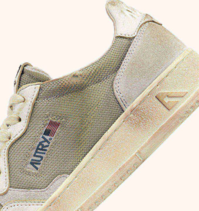 MEDALIST LOW SUPER VINTAGE SNEAKERS IN MILITARY AND WHITE LEATHER AND MESH
