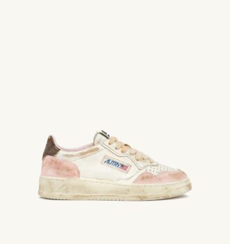 MEDALIST LOW SUPER VINTAGE SNEAKERS IN NUDE AND SEPIA LEATHER SUEDE