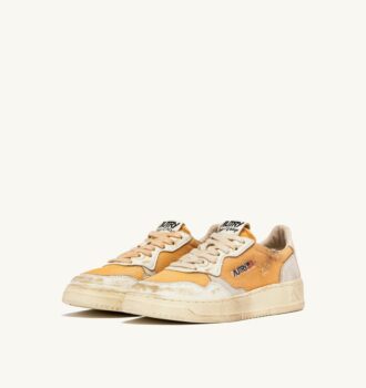 MEDALIST LOW SUPER VINTAGE SNEAKERS IN ORANGE AND WHITE LEATHER AND MESH