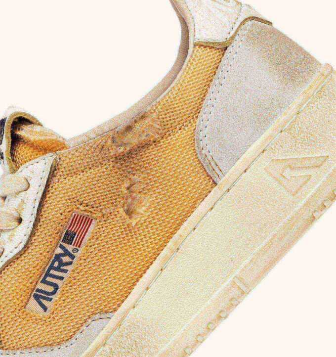 MEDALIST LOW SUPER VINTAGE SNEAKERS IN ORANGE AND WHITE LEATHER AND MESH