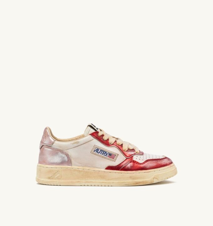 MEDALIST LOW SUPER VINTAGE SNEAKERS IN RED AND PINK BRUSHED LEATHER