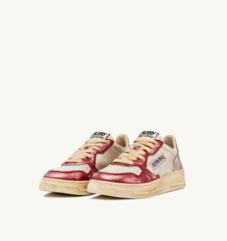 MEDALIST LOW SUPER VINTAGE SNEAKERS IN RED AND PINK BRUSHED LEATHER
