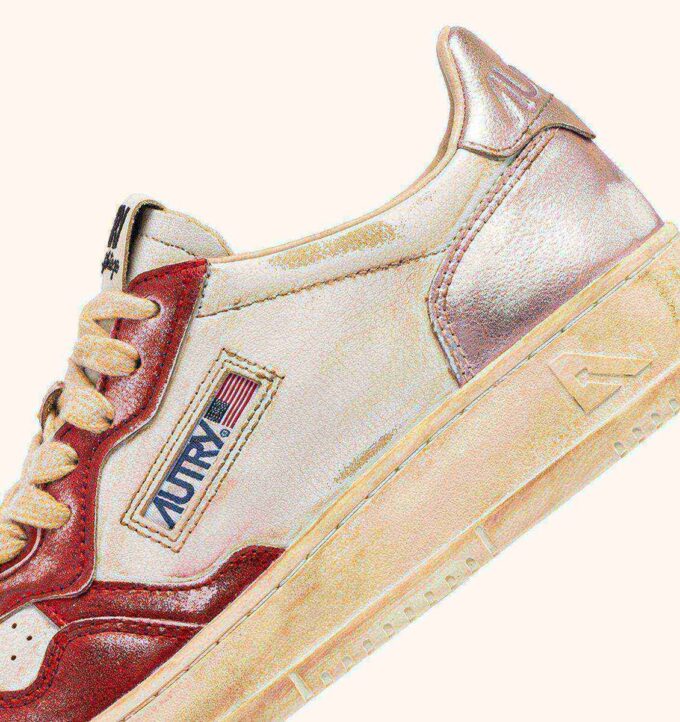 MEDALIST LOW SUPER VINTAGE SNEAKERS IN RED AND PINK BRUSHED LEATHER