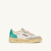 MEDALIST LOW SUPER VINTAGE SNEAKERS IN SILVER AND AQUA BRUSHED LEATHER