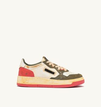 MEDALIST LOW SUPER VINTAGE SNEAKERS IN TEA-ROSE AND COVERT GREEN LEATHER
