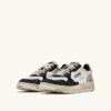 MEDALIST LOW SUPER VINTAGE SNEAKERS IN WHITE BLACK AND SILVER LEATHER
