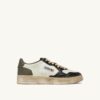 MEDALIST LOW SUPER VINTAGE SNEAKERS IN WHITE COVERT GREEN AND BLACK