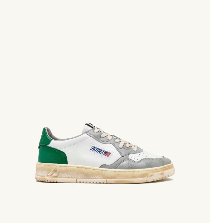 MEDALIST LOW SUPER VINTAGE SNEAKERS IN WHITE GREEN AND GRAY