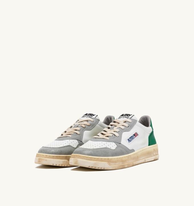 MEDALIST LOW SUPER VINTAGE SNEAKERS IN WHITE GREEN AND GRAY