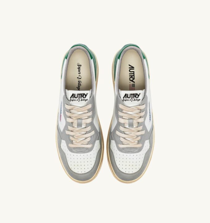 MEDALIST LOW SUPER VINTAGE SNEAKERS IN WHITE GREEN AND GRAY