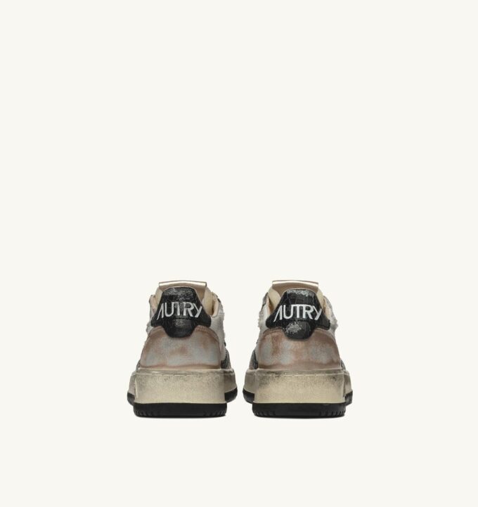 MEDALIST LOW SUPER VINTAGE SNEAKERS IN WHITE MESH, GOLD SUEDE AND BLACK LEATHER