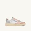 MEDALIST LOW SUPER VINTAGE SNEAKERS IN WHITE POWDER PINK AND SILVER LEATHER