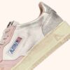 MEDALIST LOW SUPER VINTAGE SNEAKERS IN WHITE POWDER PINK AND SILVER LEATHER