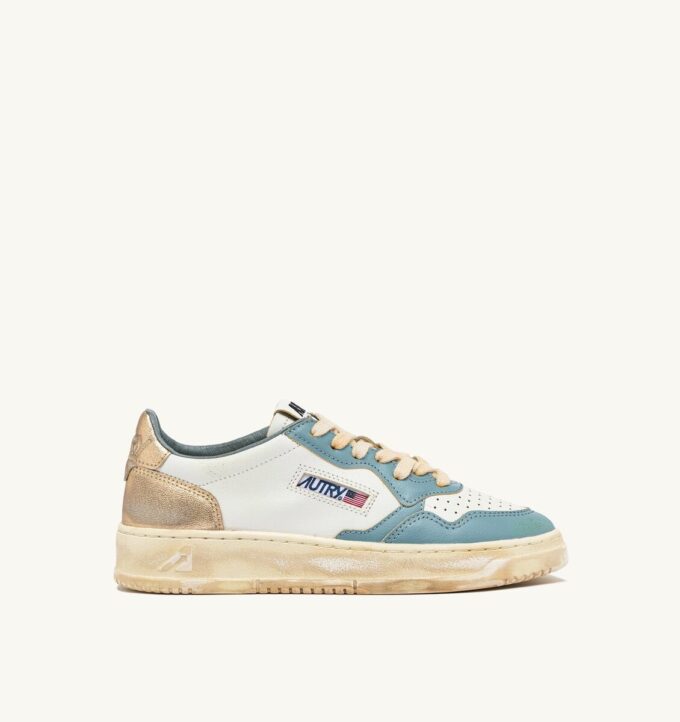 MEDALIST LOW SUPER VINTAGE SNEAKERS IN WHITE SILVER-BLUE AND PLATINUM