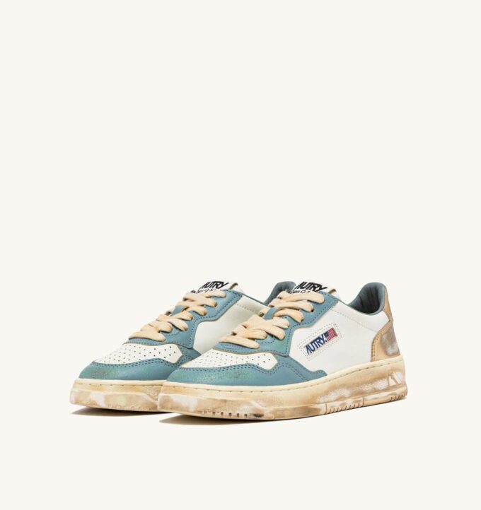 MEDALIST LOW SUPER VINTAGE SNEAKERS IN WHITE SILVER-BLUE AND PLATINUM