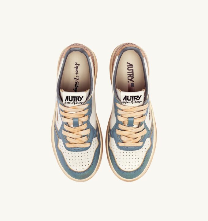 MEDALIST LOW SUPER VINTAGE SNEAKERS IN WHITE SILVER-BLUE AND PLATINUM