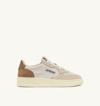 MEDALIST LOW TRICOLOR SNEAKERS IN SAND AND CIGAR SUEDE