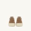 MEDALIST LOW TRICOLOR SNEAKERS IN SAND AND CIGAR SUEDE