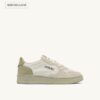MEDALIST LOW TRICOLOR SNEAKERS IN SAND BROWN BEIGE AND GREEN GRAY SUEDE