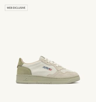 MEDALIST LOW TRICOLOR SNEAKERS IN SAND BROWN BEIGE AND GREEN GRAY SUEDE