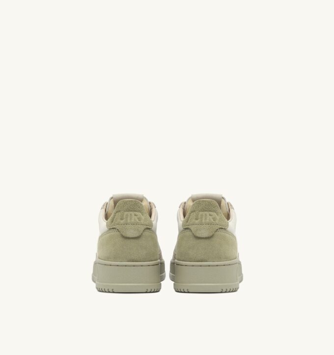 MEDALIST LOW TRICOLOR SNEAKERS IN SAND BROWN BEIGE AND GREEN GRAY SUEDE