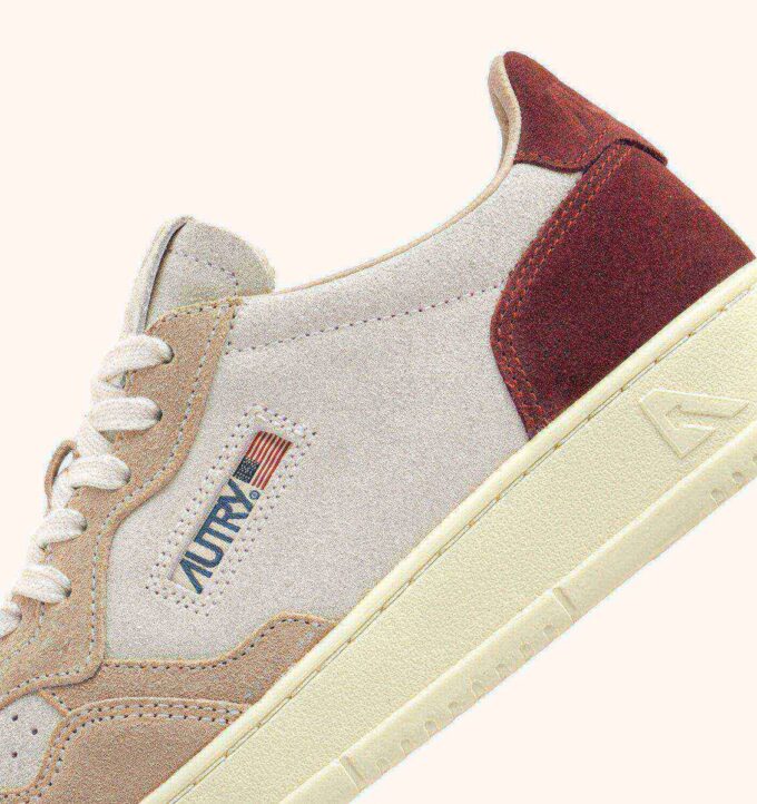 MEDALIST LOW TRICOLOR SNEAKERS IN WHITE PURPLE AND PHARD COLOR SUEDE