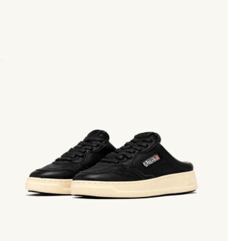 MEDALIST MULE SNEAKERS IN BLACK NAPA LEATHER