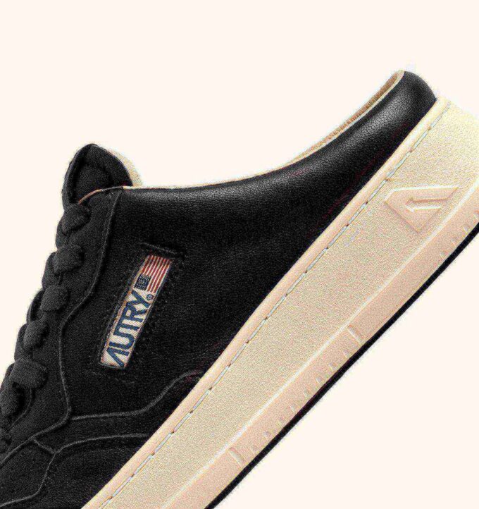 MEDALIST MULE SNEAKERS IN BLACK NAPA LEATHER