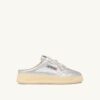 MEDALIST MULE SNEAKERS IN SILVER NAPA LEATHER