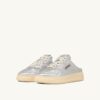 MEDALIST MULE SNEAKERS IN SILVER NAPA LEATHER