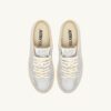 MEDALIST MULE SNEAKERS IN SILVER NAPA LEATHER