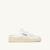 MEDALIST MULE SNEAKERS IN WHITE NAPA LEATHER