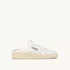 MEDALIST MULE SNEAKERS IN WHITE NAPA LEATHER