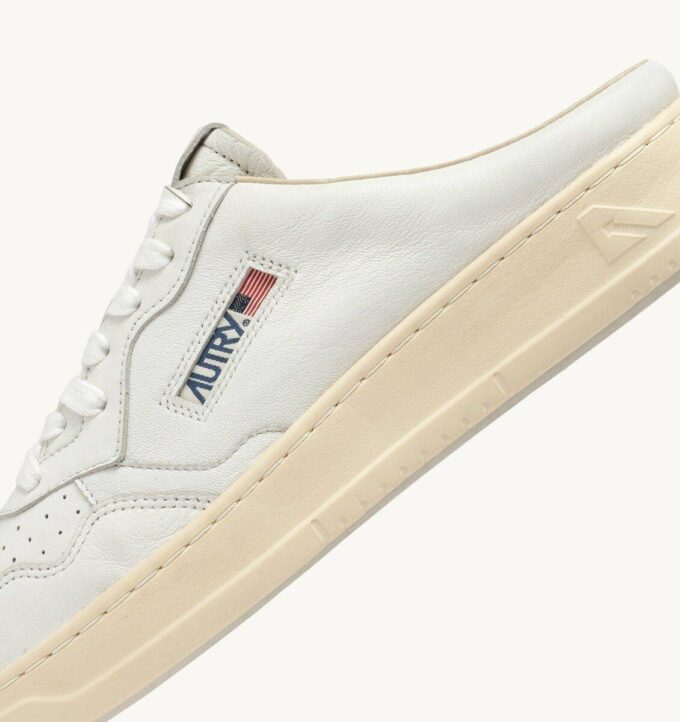 MEDALIST MULE SNEAKERS IN WHITE NAPA LEATHER
