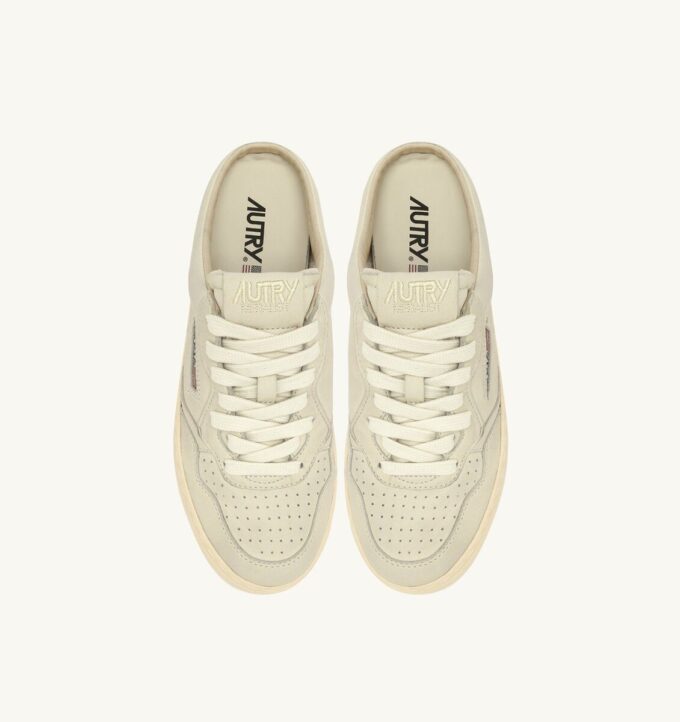 MEDALIST MULE SNEAKERS IN WINTER WHITE NAPA LEATHER