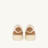 MEDALIST MUTTON SNEAKERS IN COGNAC SUEDE AND IVORY SHEARLING