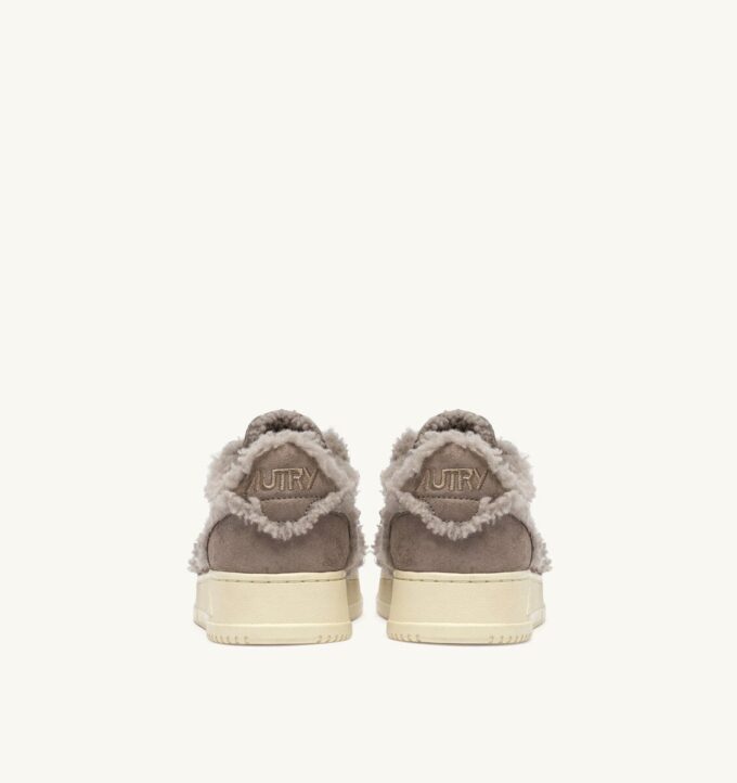 MEDALIST MUTTON SNEAKERS IN TAUPE SUEDE AND SHEARLING
