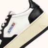 MEDALIST PLATFORM SNEAKERS IN WHITE AND BLACK LEATHER