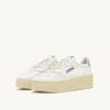 MEDALIST PLATFORM SNEAKERS IN WHITE AND POWDER PINK LEATHER