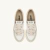 MEDALIST PLATFORM SNEAKERS IN WHITE AND SILVER LEATHER