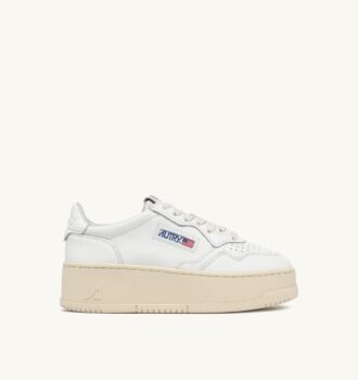MEDALIST PLATFORM SNEAKERS IN WHITE LEATHER