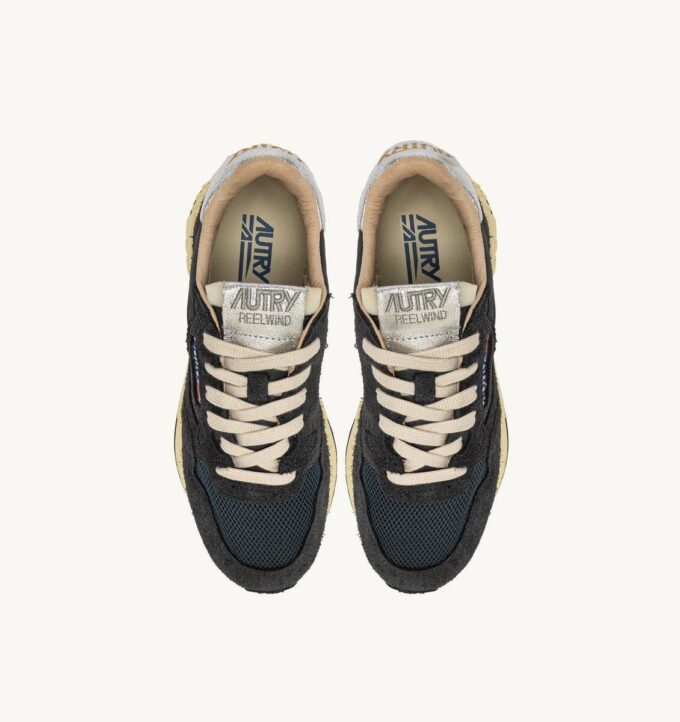 REELWIND LOW SNEAKERS IN CARBON AND SILVER TONE NYLON SUEDE AND LEATHER REELWIND LOW SNEAKERS IN CARBON AND SILVER TONE NYLON SUEDE AND LEATHER