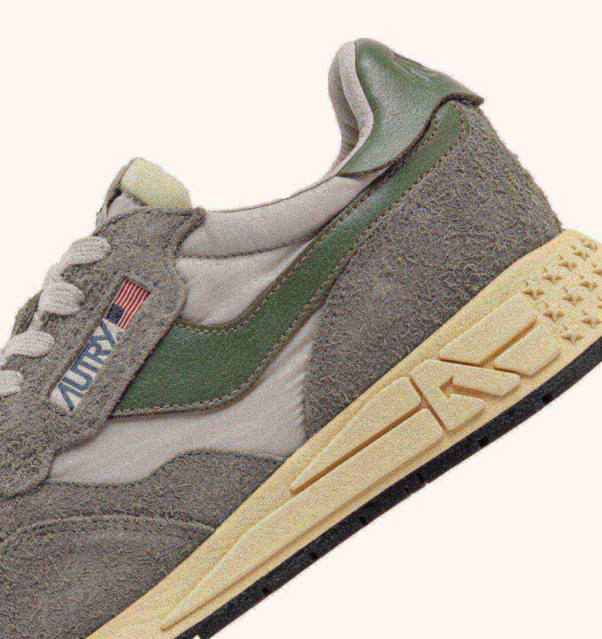 REELWIND LOW SNEAKERS IN HUNTER AND PELICAN NYLON SUEDE AND LEATHER