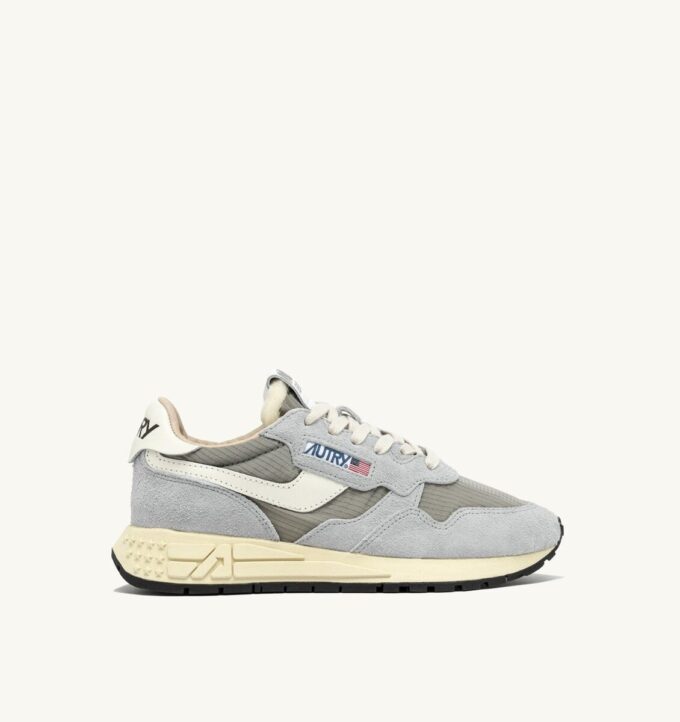 REELWIND LOW SNEAKERS IN IRIS GRAY AND MARSHMALLOW NYLON AND SUEDE