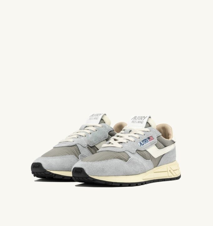 REELWIND LOW SNEAKERS IN IRIS GRAY AND MARSHMALLOW NYLON AND SUEDE