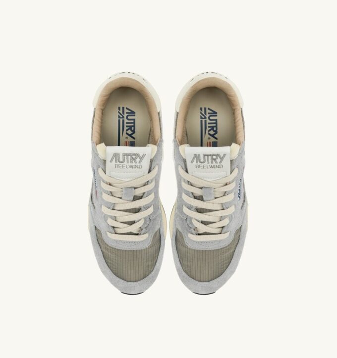 REELWIND LOW SNEAKERS IN IRIS GRAY AND MARSHMALLOW NYLON AND SUEDE