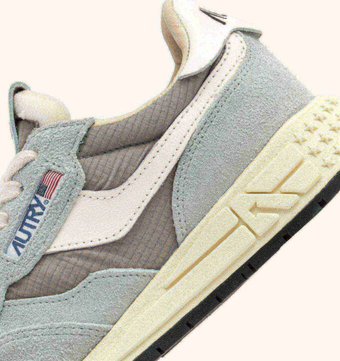 REELWIND LOW SNEAKERS IN IRIS GRAY AND MARSHMALLOW NYLON AND SUEDE