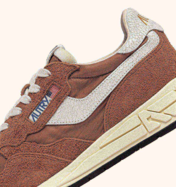REELWIND LOW SNEAKERS IN NYLON AND SUEDE COLOR BROWN SUGAR AND WHITE